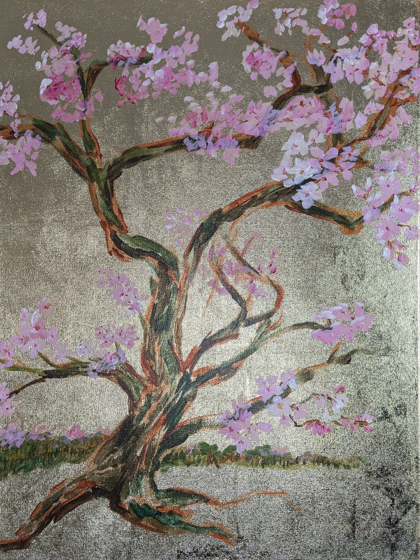 Cherry Blossom Grove, A collection of three original paintings