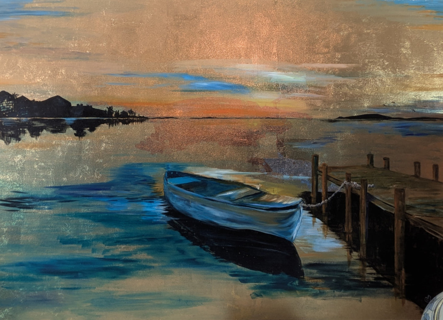 Untitled Boat at Sunset Painting